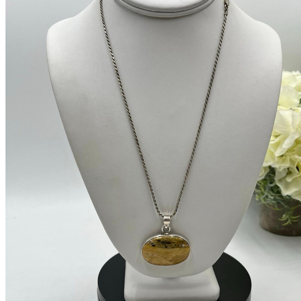 Bumble Bee Jasper 925 Sterling Silver Pendant Necklace 20" Chain 
Genuine Stone‎